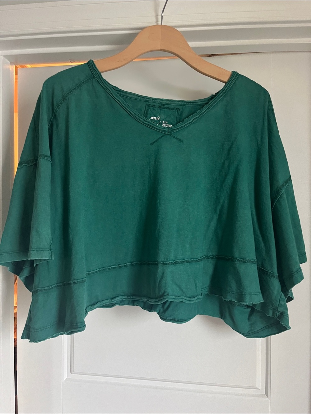 aerie Emerald Green Cropped Boxy Tee